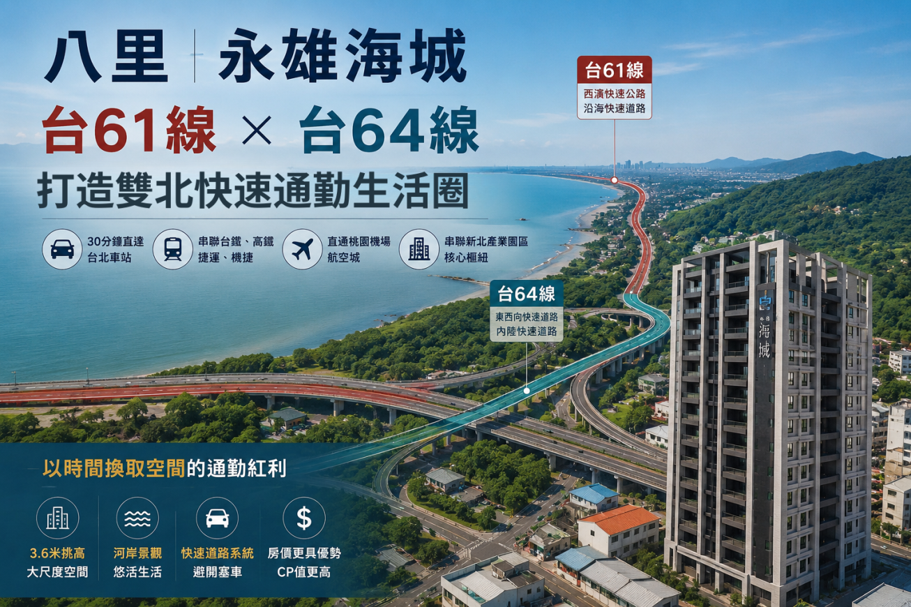 永雄海城交通優勢解析｜台61線×台64線縮短雙北通勤生活圈